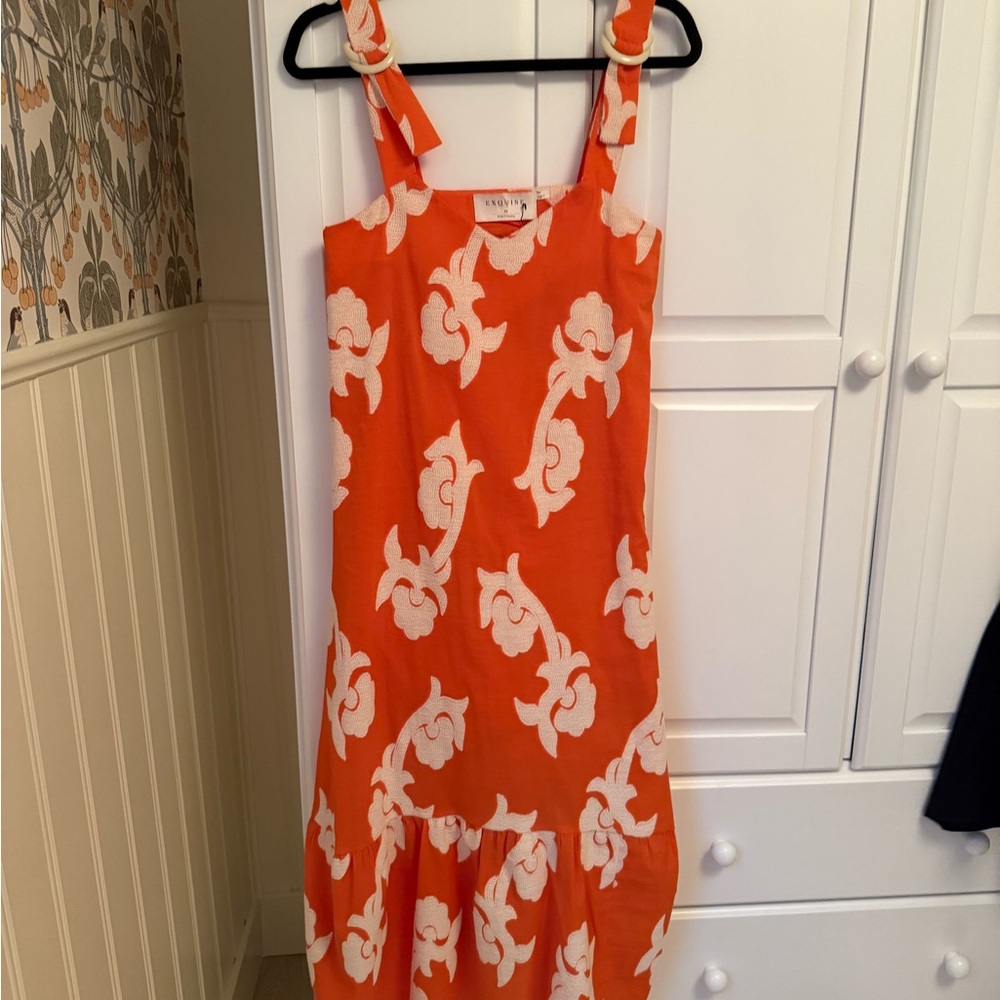 Orange and white floral Anthropology dress